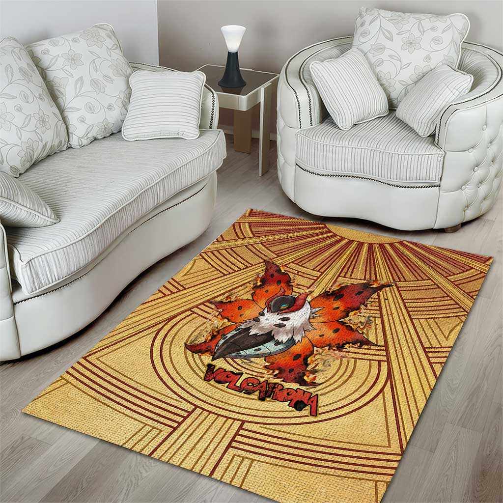 Volcarona Area Rug Aztec Sun God Tapestry Art