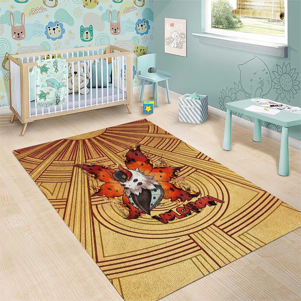 Volcarona Area Rug Aztec Sun God Tapestry Art
