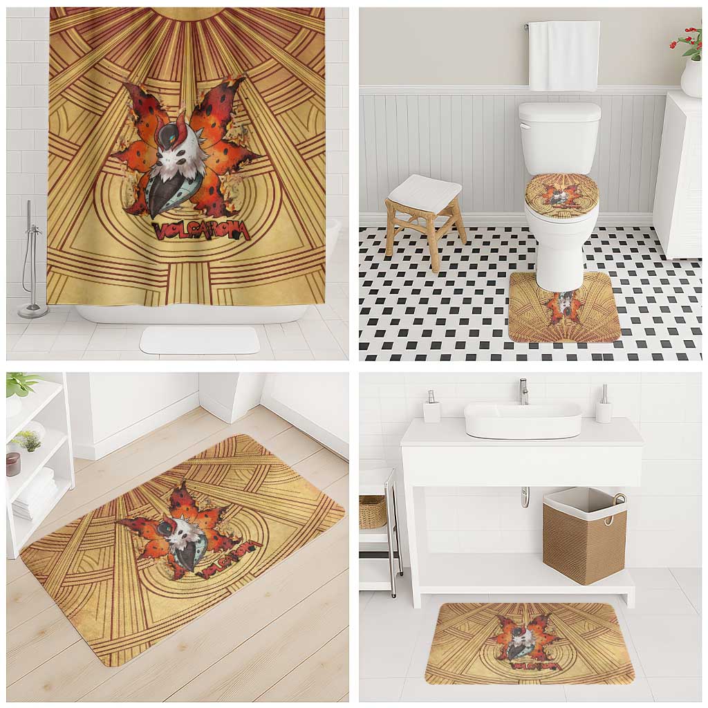 Volcarona Bathroom Set Aztec Sun God Tapestry Art