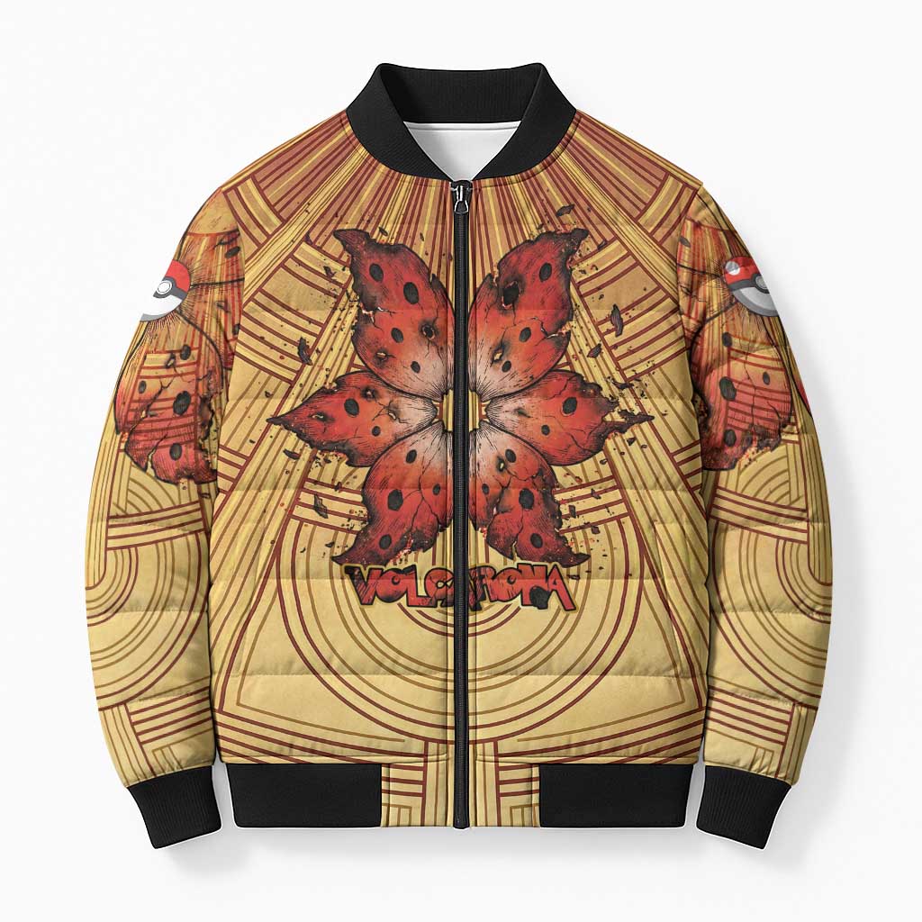 Volcarona Bomber Puffer Jacket Aztec Sun God Tapestry Art