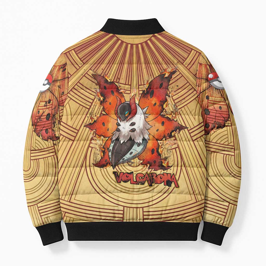 Volcarona Bomber Puffer Jacket Aztec Sun God Tapestry Art