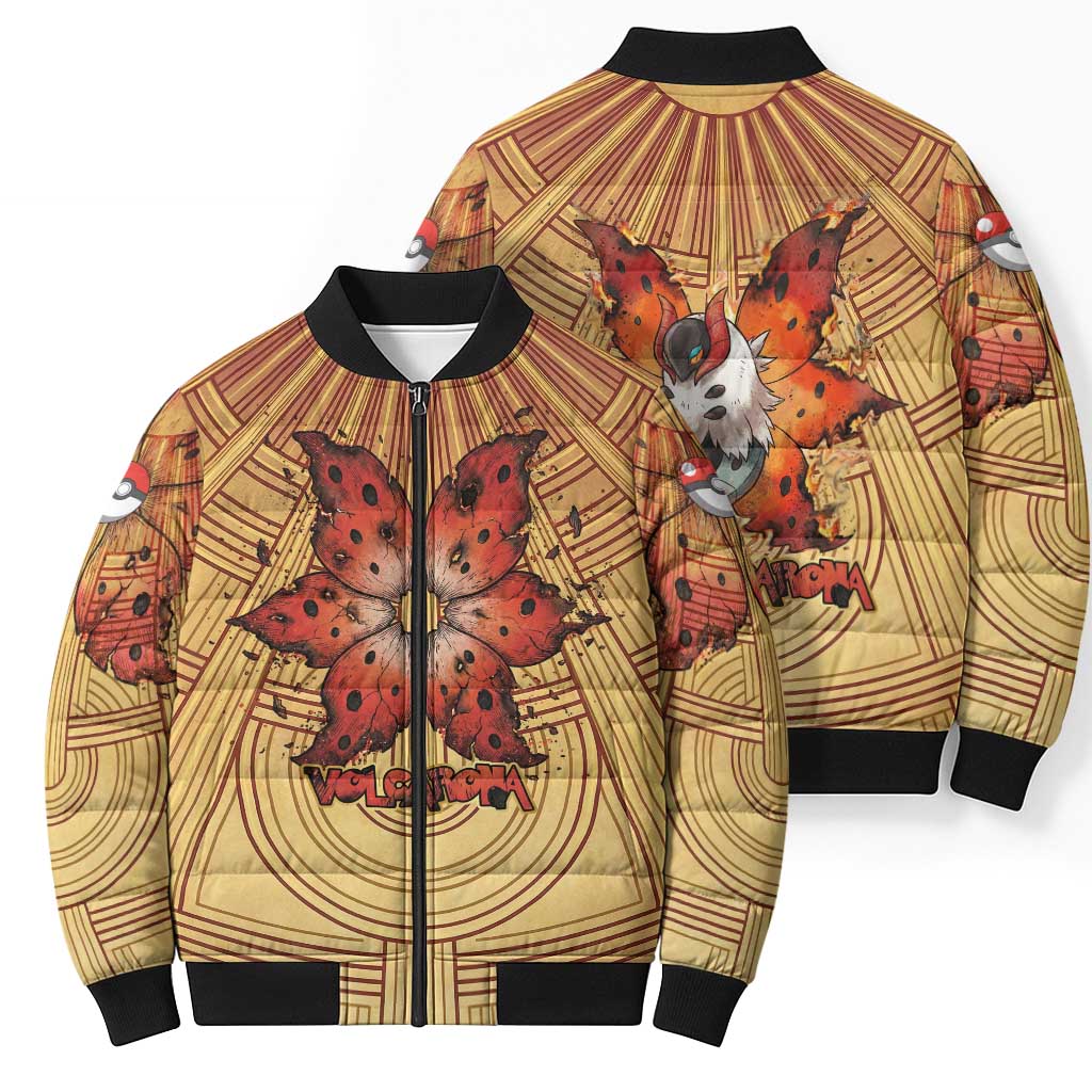 Volcarona Bomber Puffer Jacket Aztec Sun God Tapestry Art