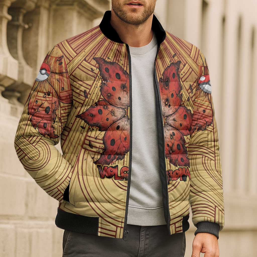 Volcarona Bomber Puffer Jacket Aztec Sun God Tapestry Art