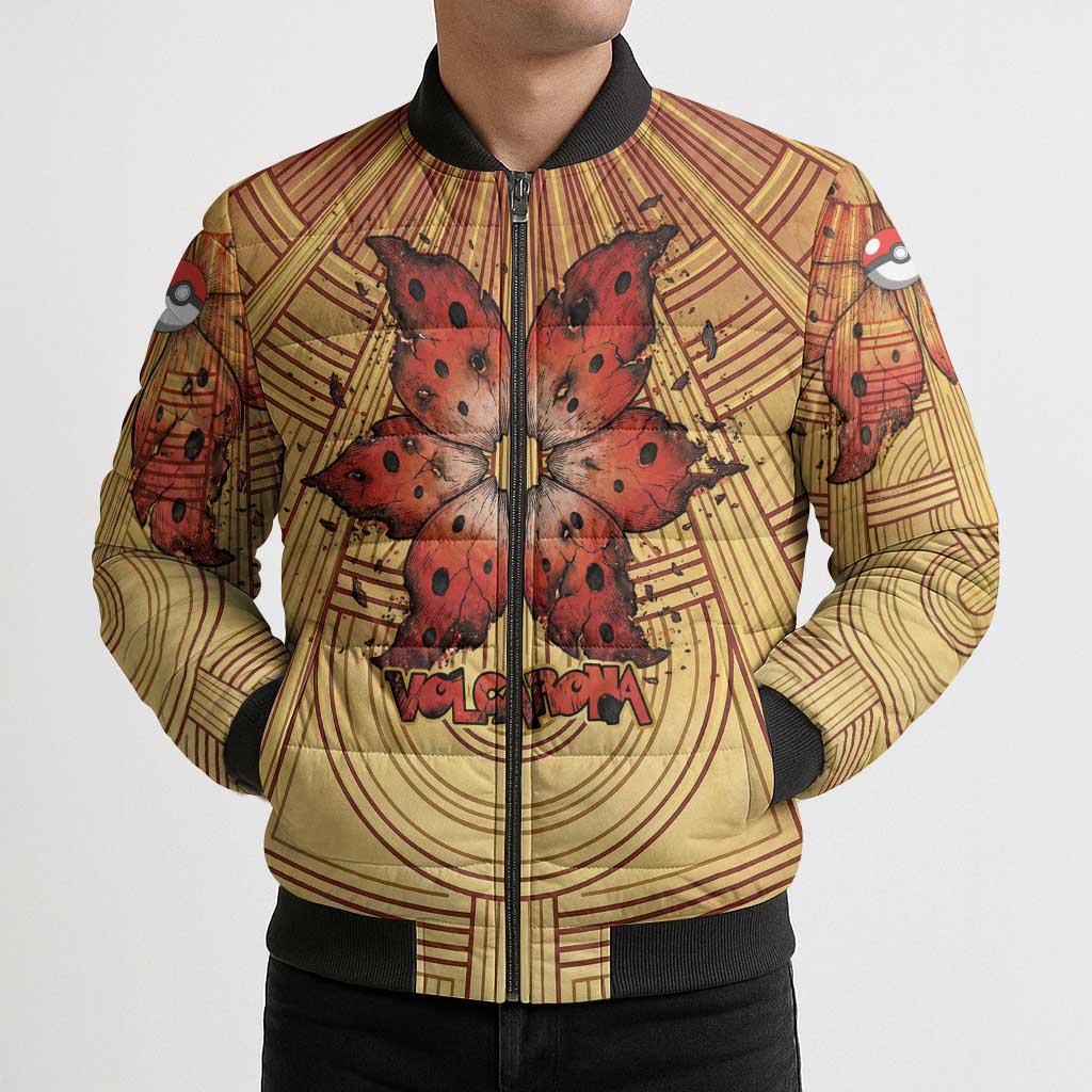 Volcarona Bomber Puffer Jacket Aztec Sun God Tapestry Art