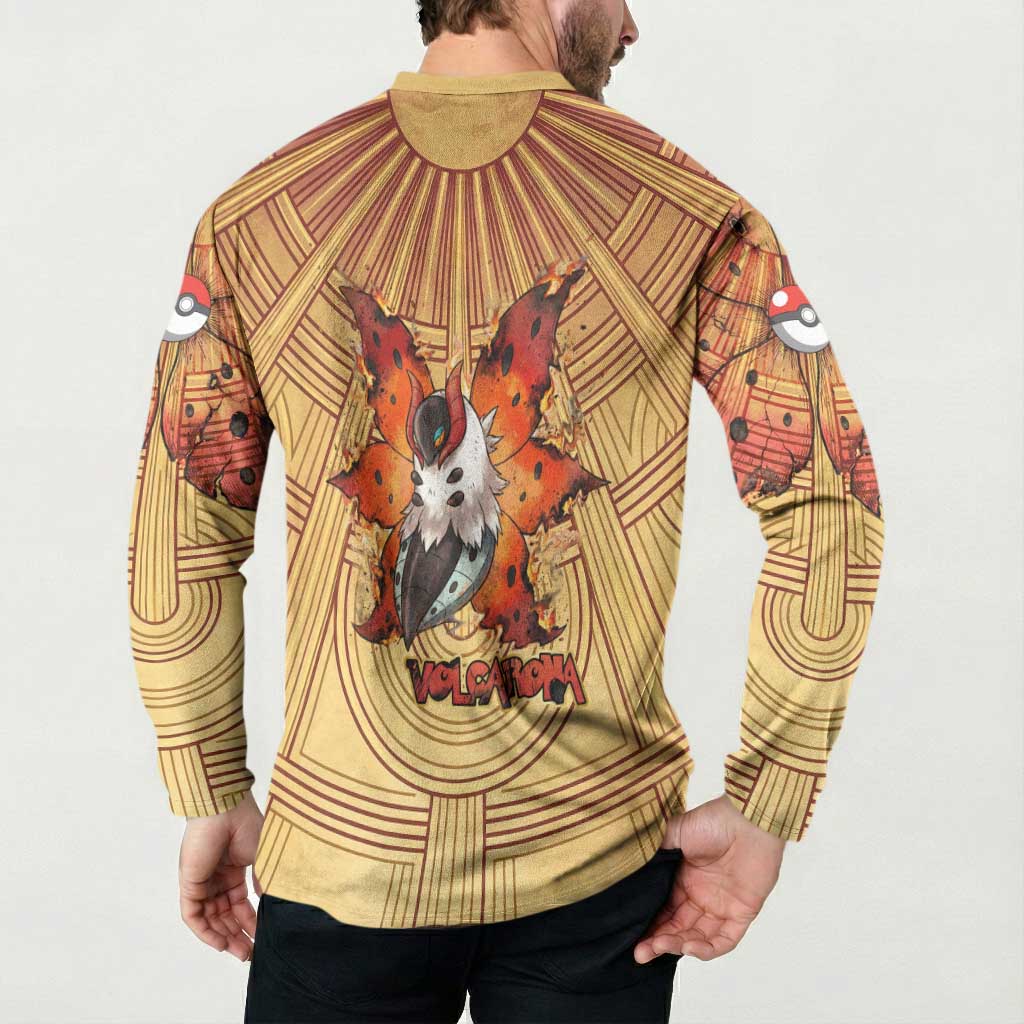 Volcarona Button Sweatshirt Aztec Sun God Tapestry Art
