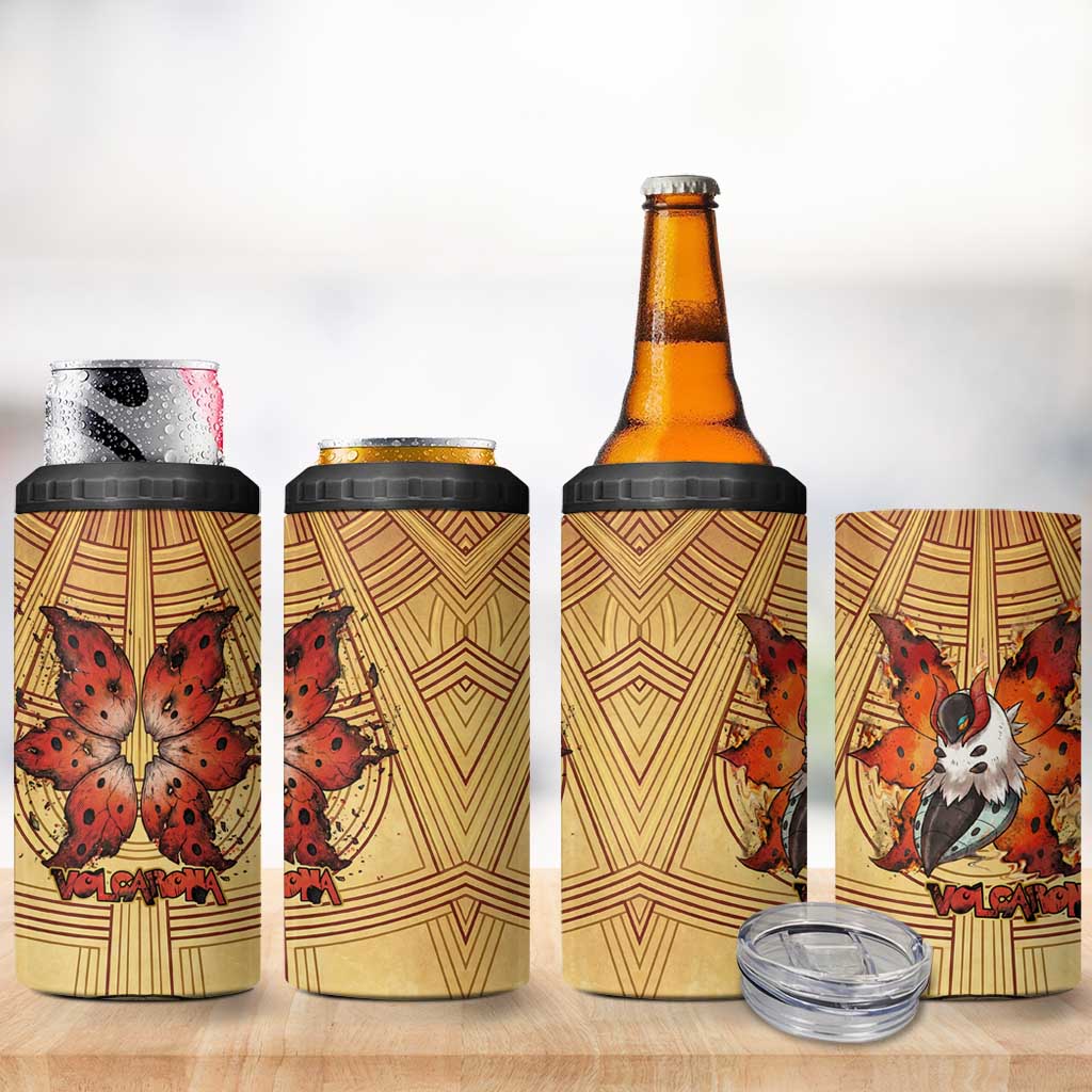 Volcarona 4 in 1 Can Cooler Tumbler Aztec Sun God Tapestry Art