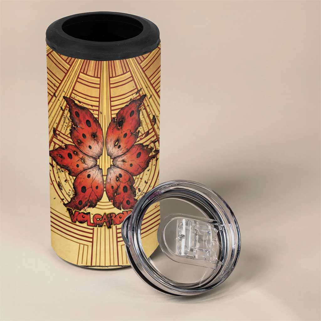 Volcarona 4 in 1 Can Cooler Tumbler Aztec Sun God Tapestry Art