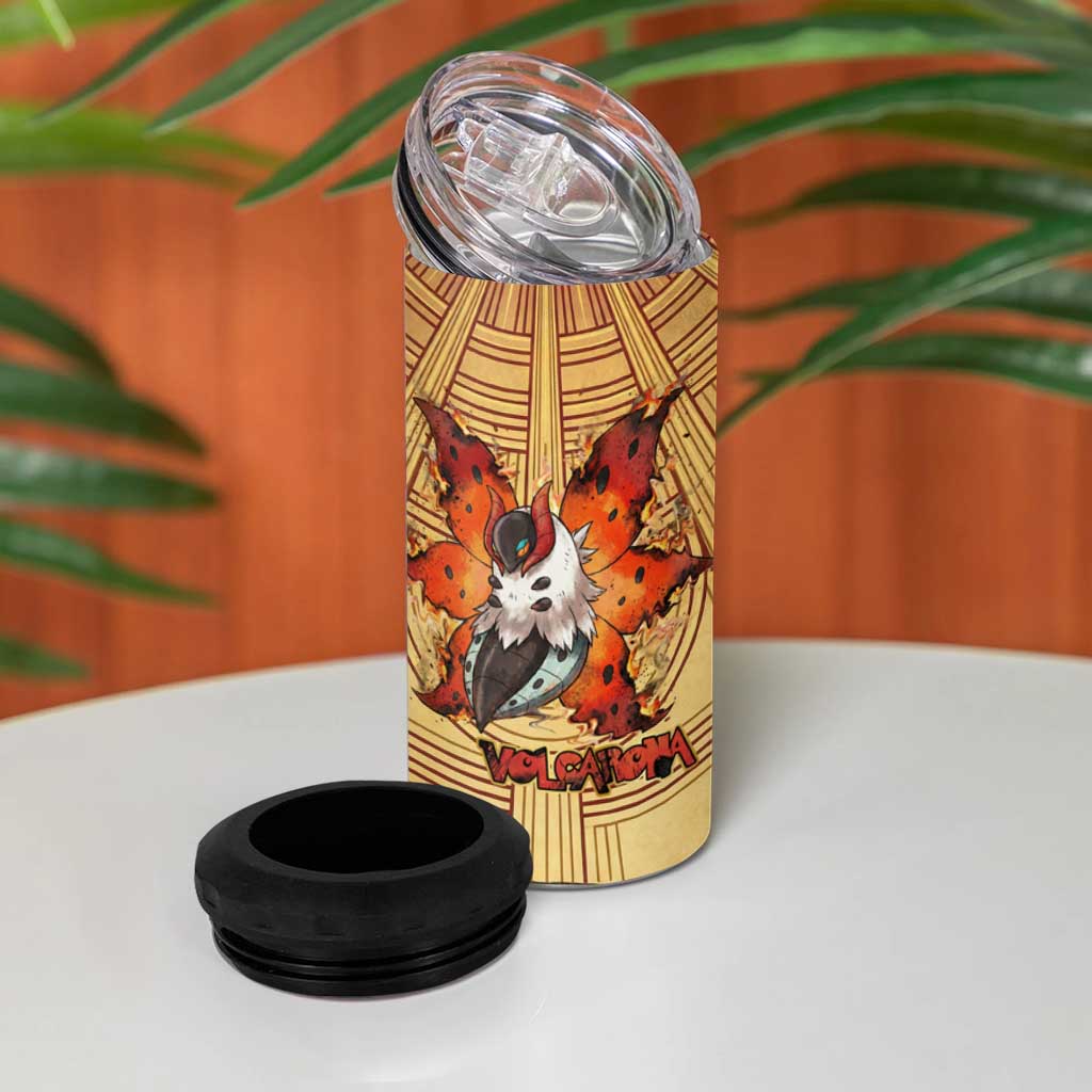 Volcarona 4 in 1 Can Cooler Tumbler Aztec Sun God Tapestry Art