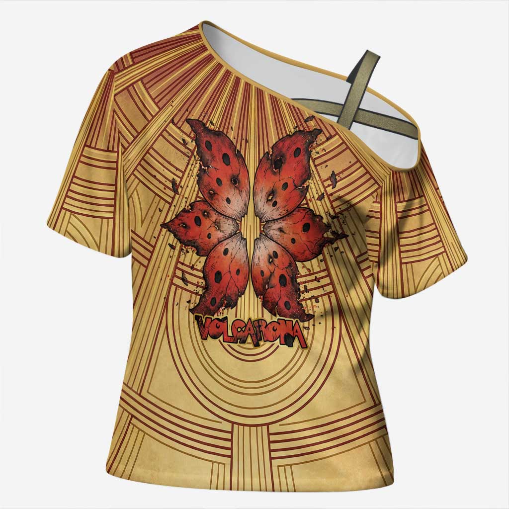 Volcarona Cross Shoulder Shirt Aztec Sun God Tapestry Art