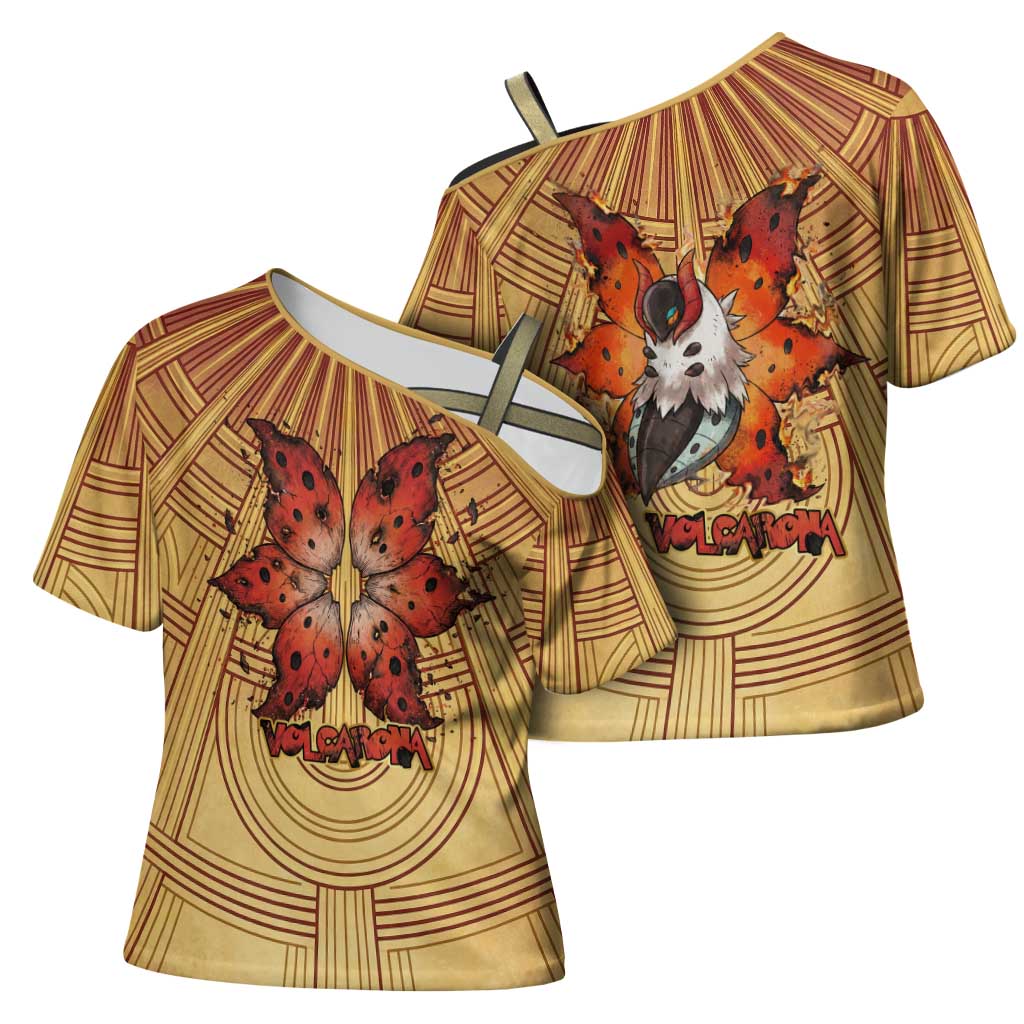 Volcarona Cross Shoulder Shirt Aztec Sun God Tapestry Art