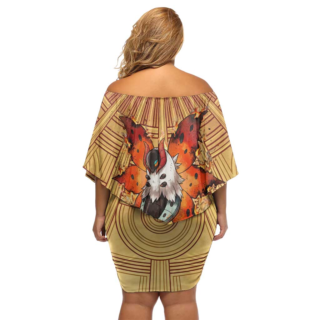 Volcarona Family Matching Off Shoulder Short Dress and Hawaiian Shirt Aztec Sun God Tapestry Art