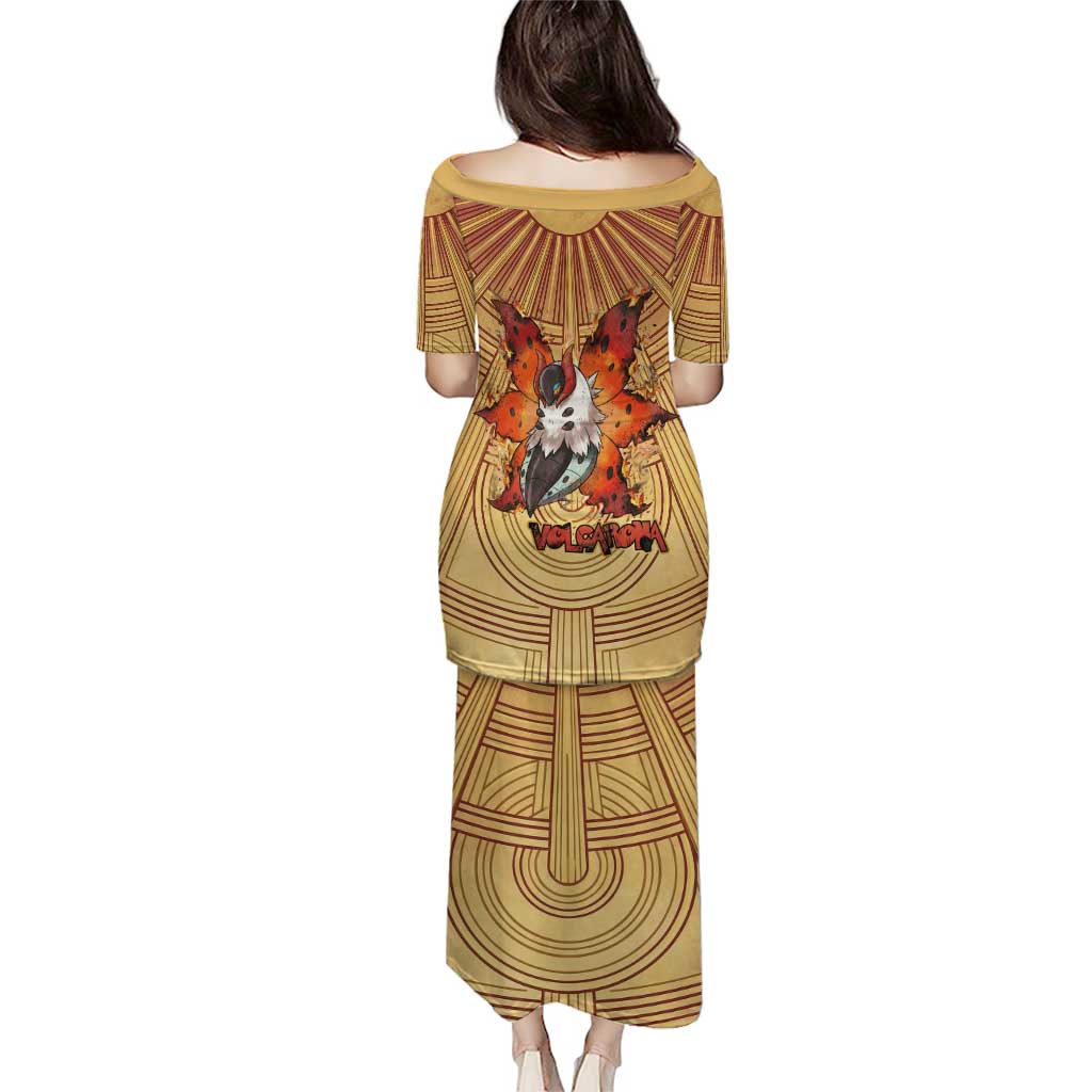 Volcarona Family Matching Puletasi and Hawaiian Shirt Aztec Sun God Tapestry Art