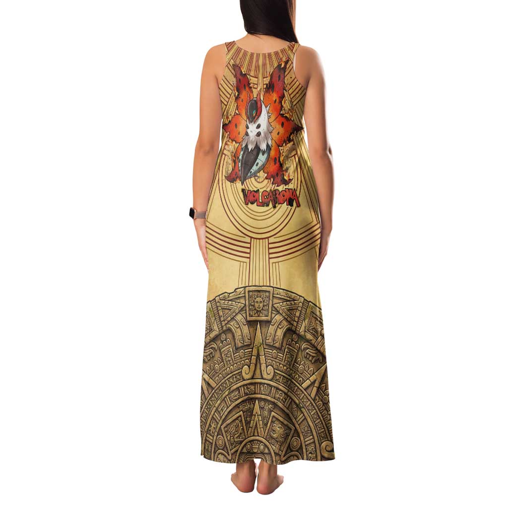 Volcarona Family Matching Tank Maxi Dress and Hawaiian Shirt Aztec Sun God Tapestry Art