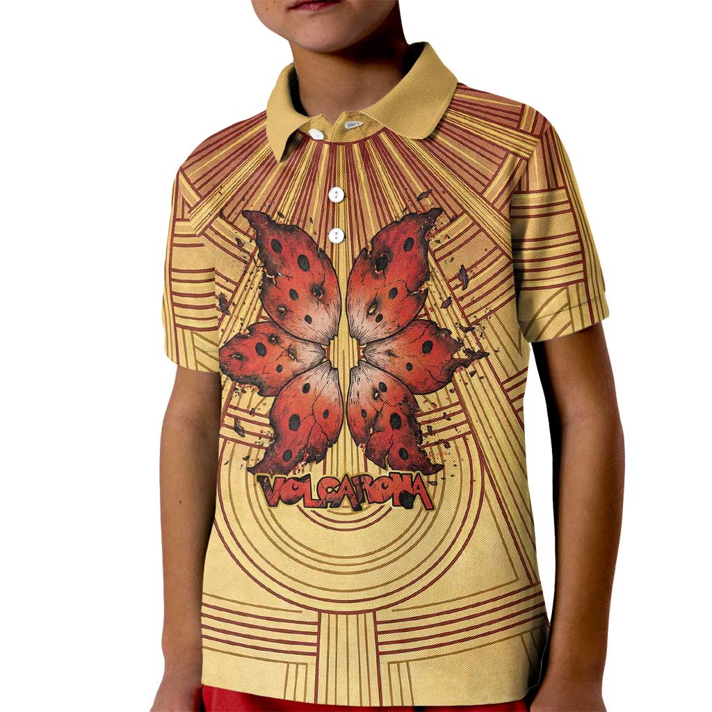 Volcarona Kid Polo Shirt Aztec Sun God Tapestry Art
