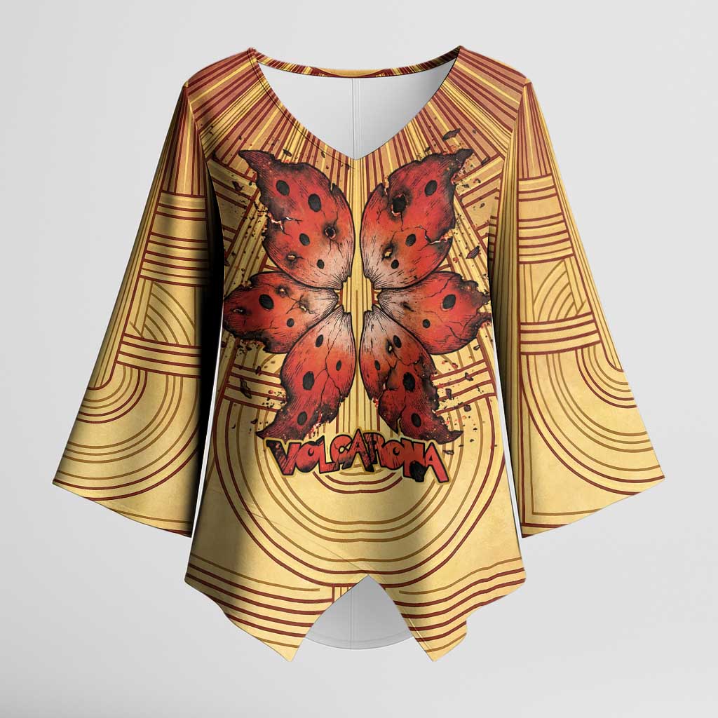 Volcarona Kimono Sleeve Blouse Aztec Sun God Tapestry Art