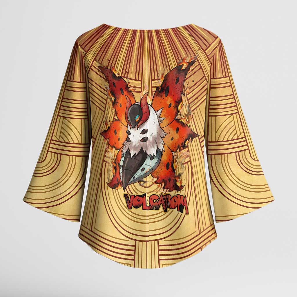 Volcarona Kimono Sleeve Blouse Aztec Sun God Tapestry Art