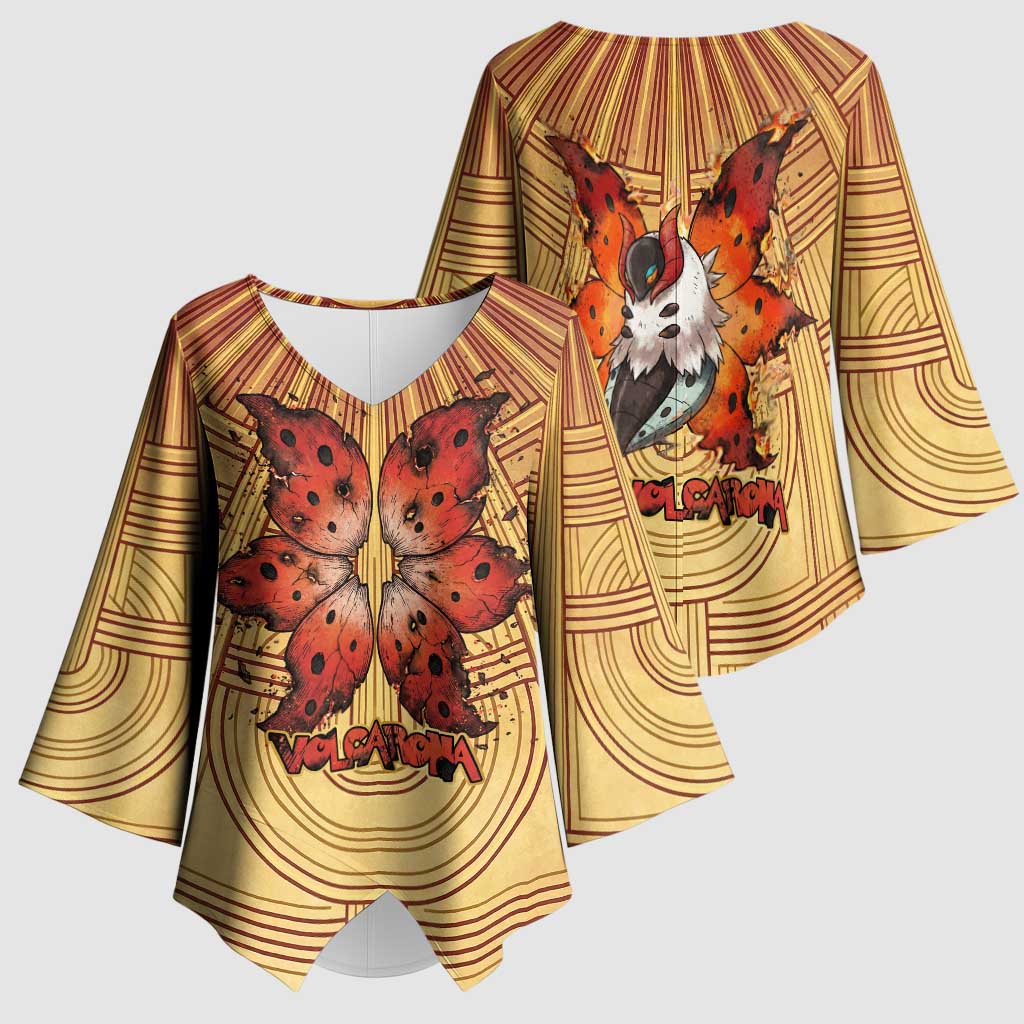 Volcarona Kimono Sleeve Blouse Aztec Sun God Tapestry Art