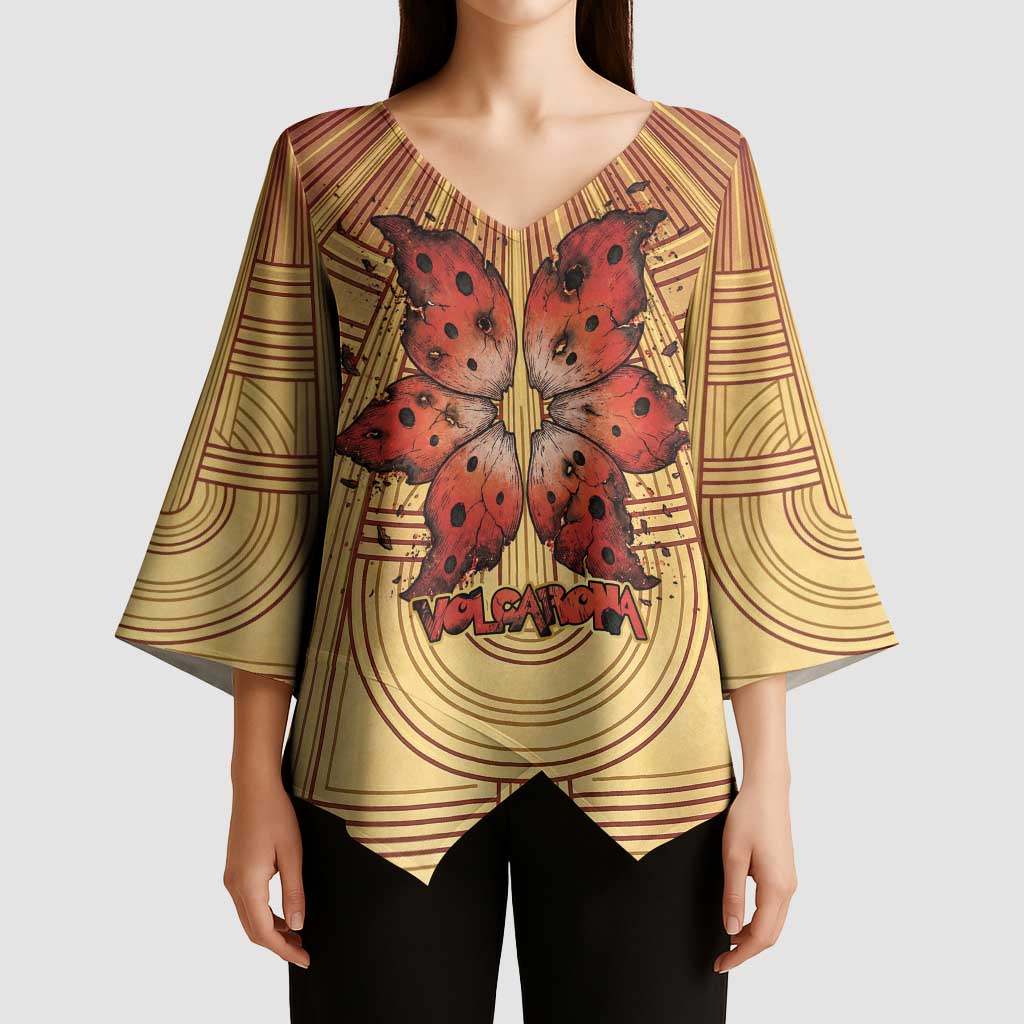 Volcarona Kimono Sleeve Blouse Aztec Sun God Tapestry Art
