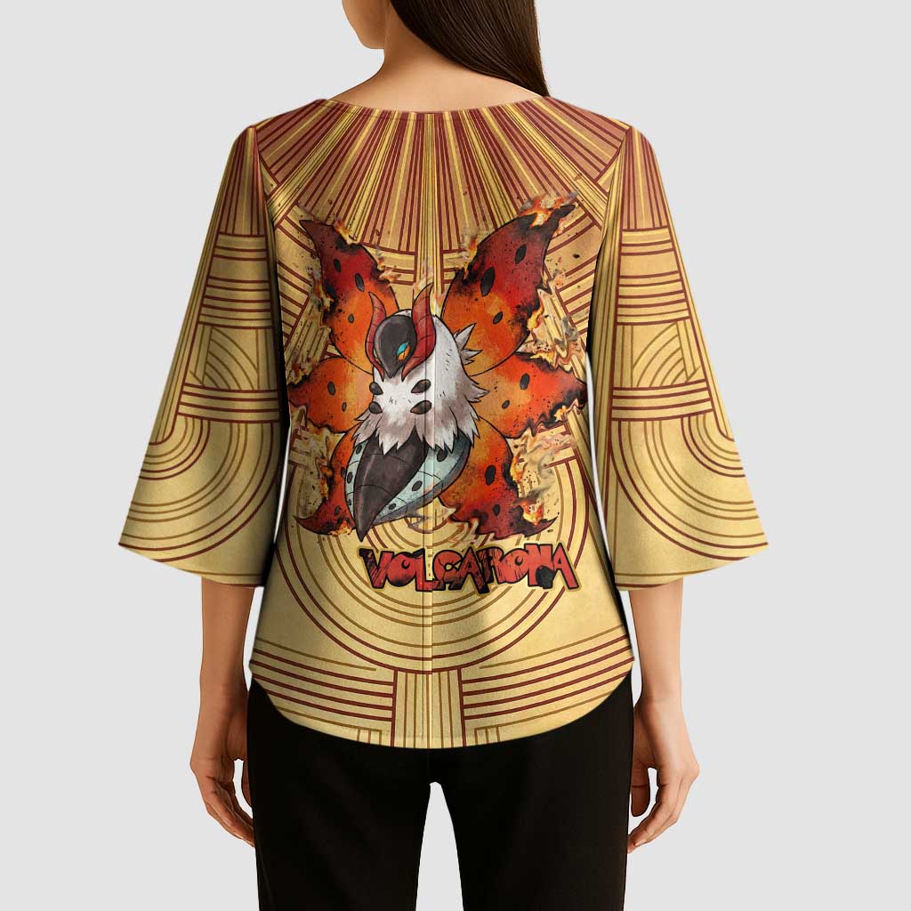 Volcarona Kimono Sleeve Blouse Aztec Sun God Tapestry Art