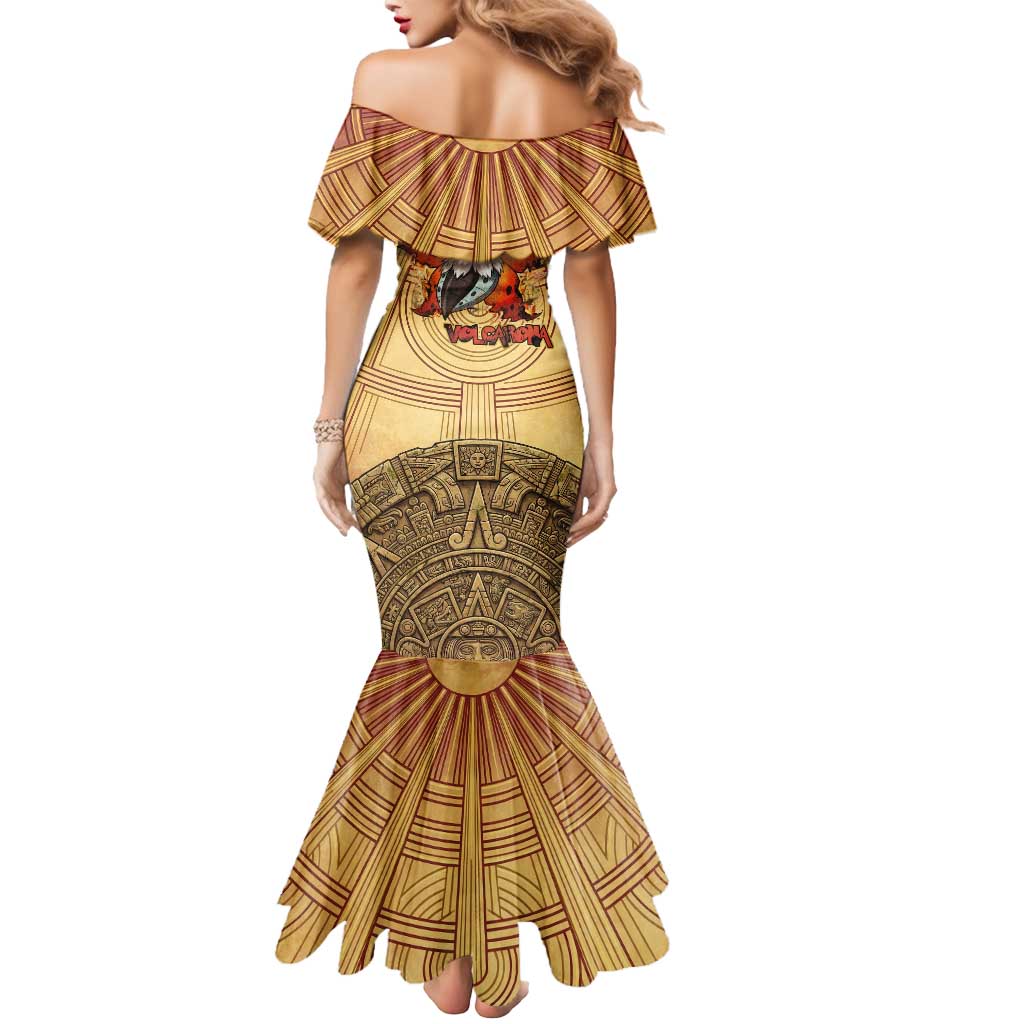 Volcarona Mermaid Dress Aztec Sun God Tapestry Art