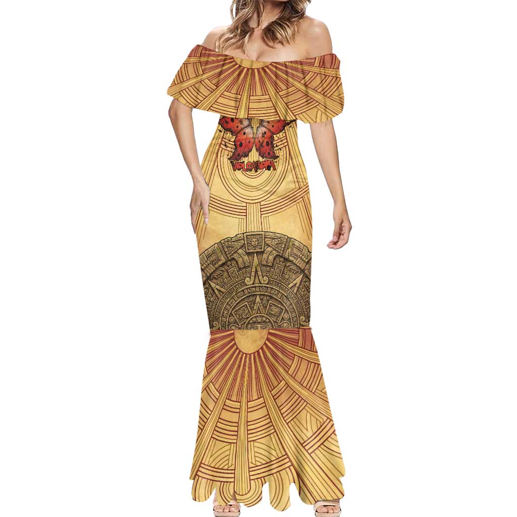 Volcarona Mermaid Dress Aztec Sun God Tapestry Art