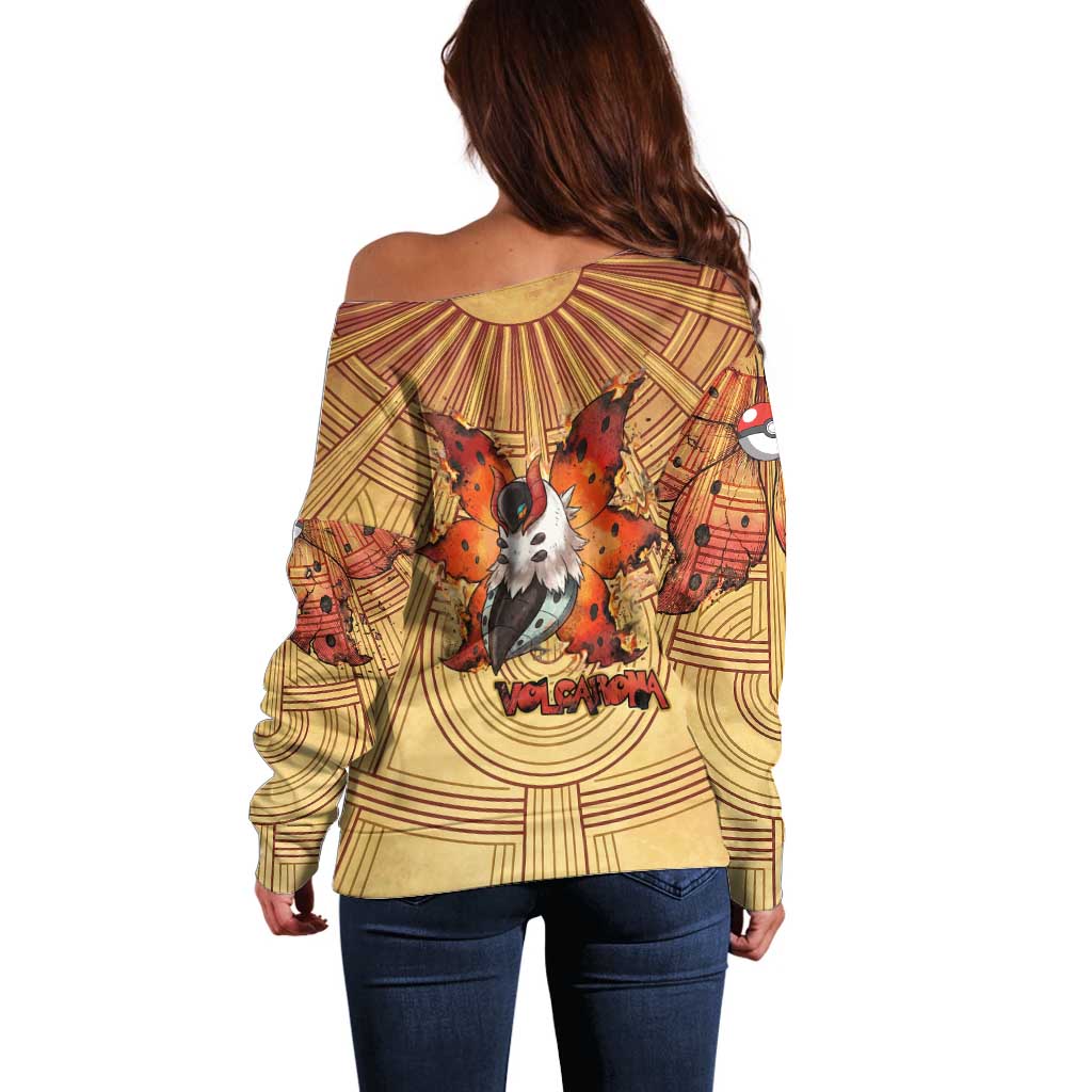 Volcarona Off Shoulder Sweater Aztec Sun God Tapestry Art
