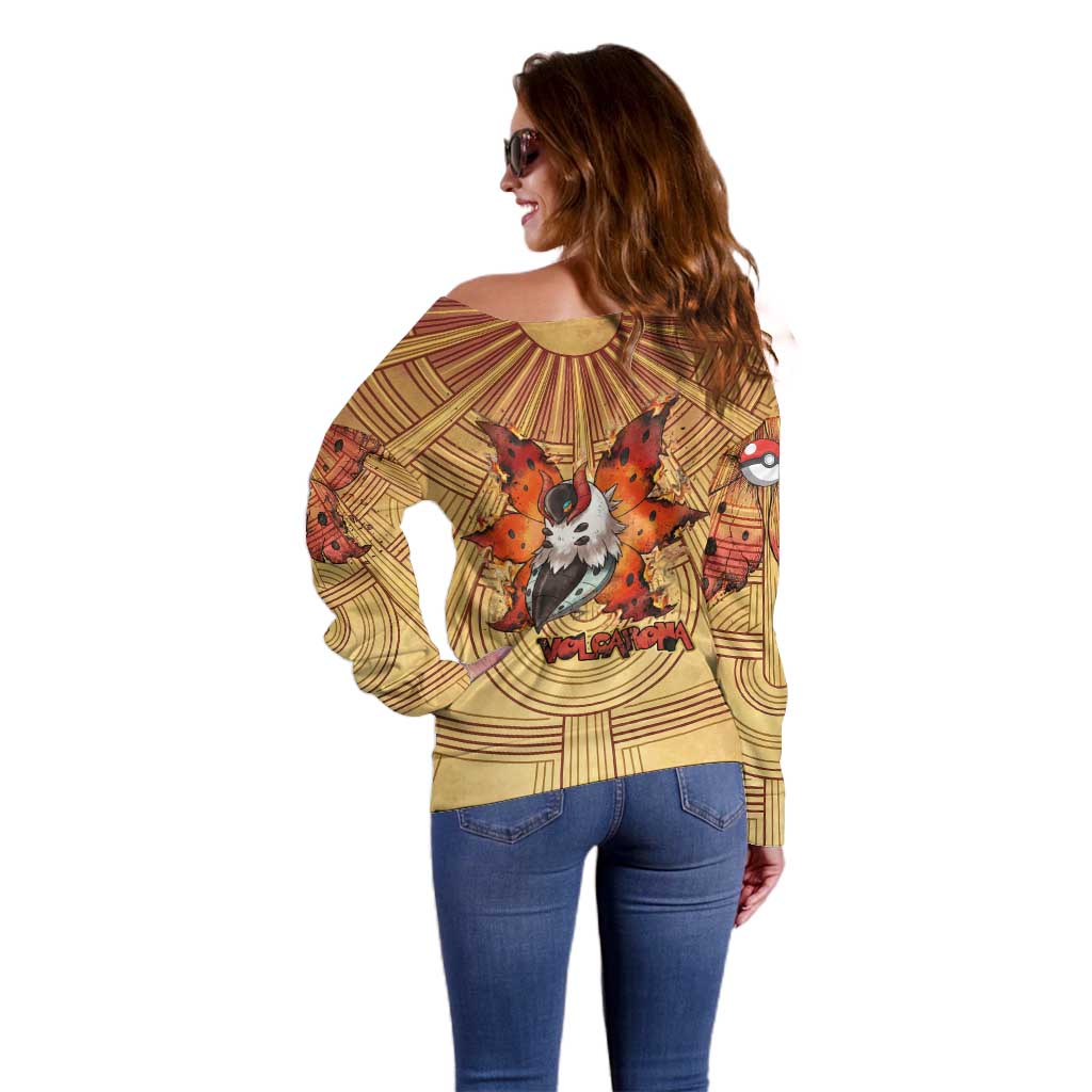Volcarona Off Shoulder Sweater Aztec Sun God Tapestry Art