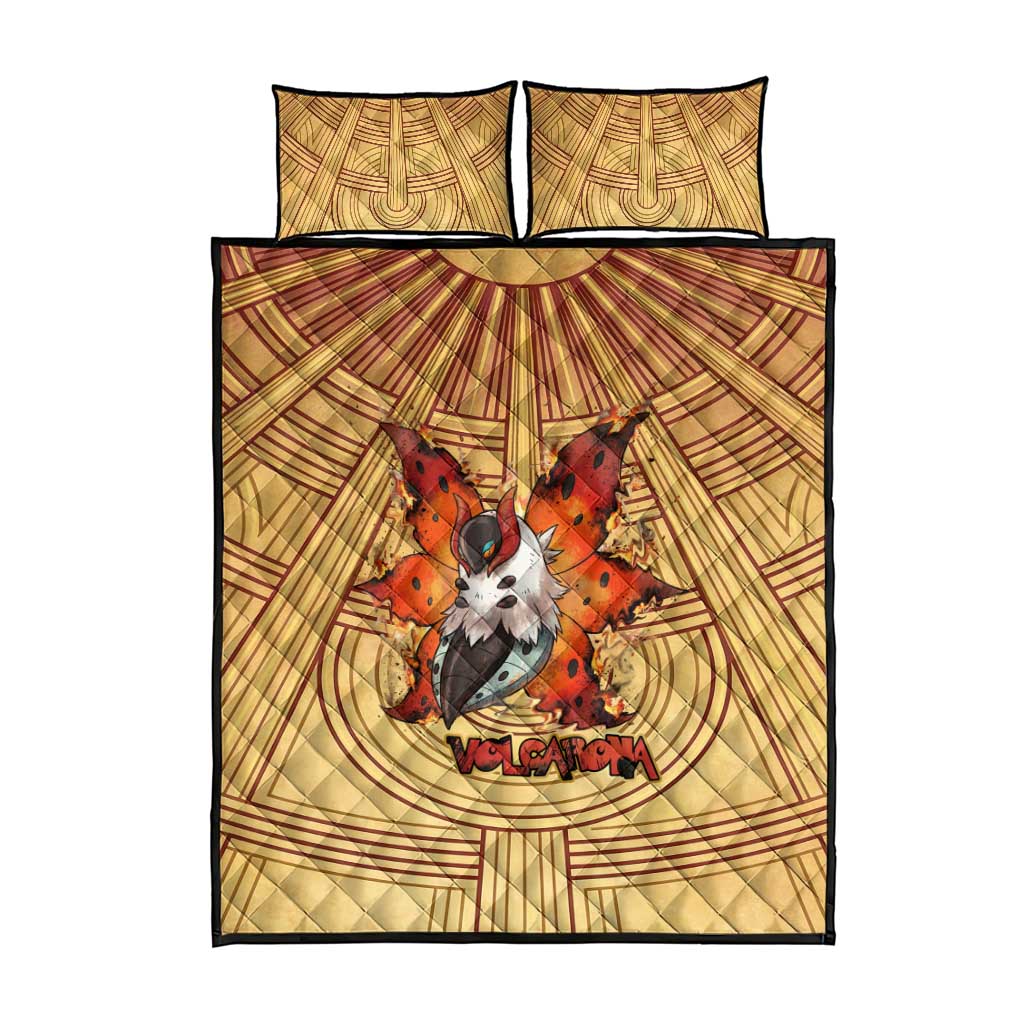 Volcarona Quilt Bed Set Aztec Sun God Tapestry Art