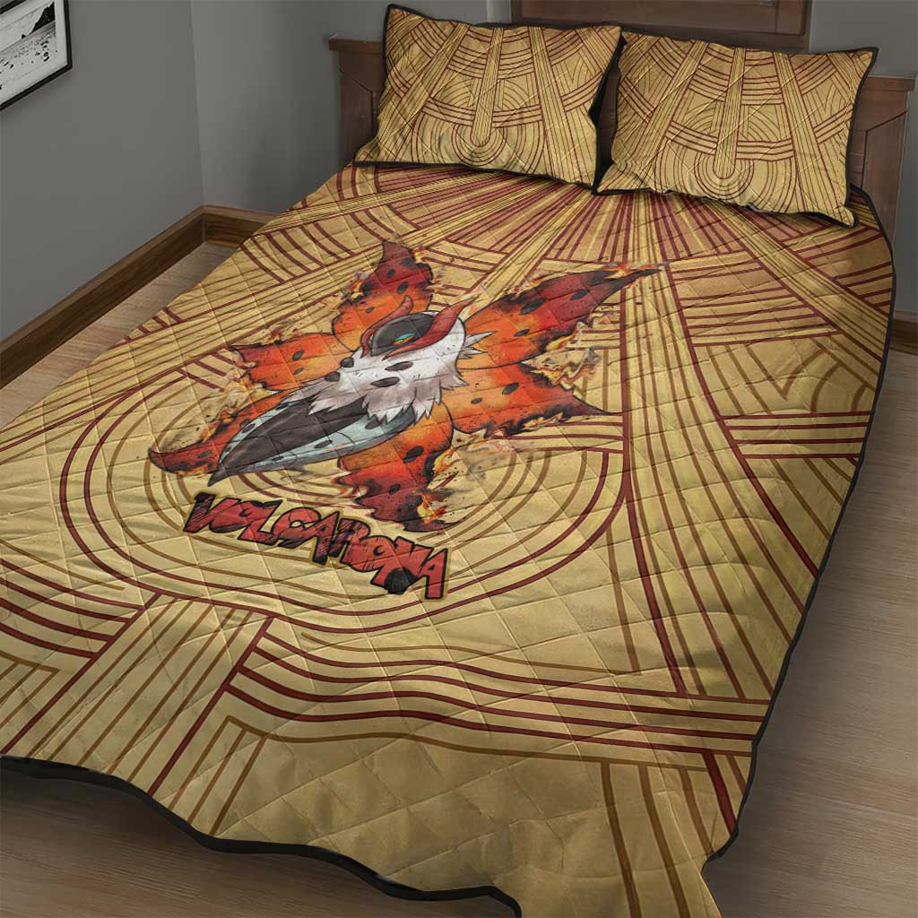 Volcarona Quilt Bed Set Aztec Sun God Tapestry Art