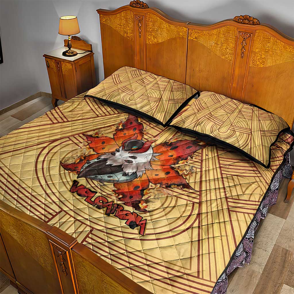 Volcarona Quilt Bed Set Aztec Sun God Tapestry Art