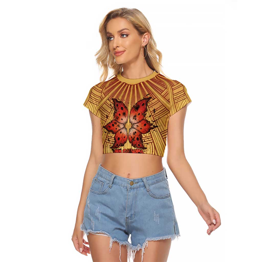 Volcarona Raglan Cropped T Shirt Aztec Sun God Tapestry Art