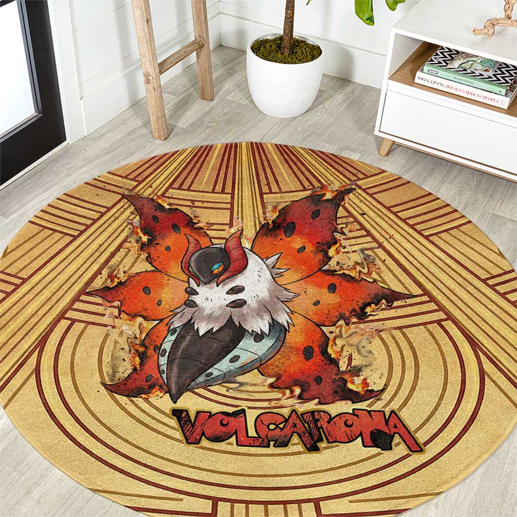 Volcarona Round Carpet Aztec Sun God Tapestry Art