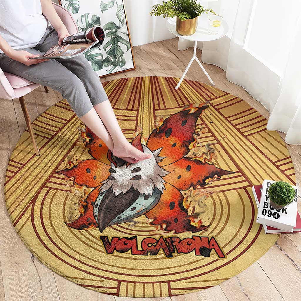 Volcarona Round Carpet Aztec Sun God Tapestry Art