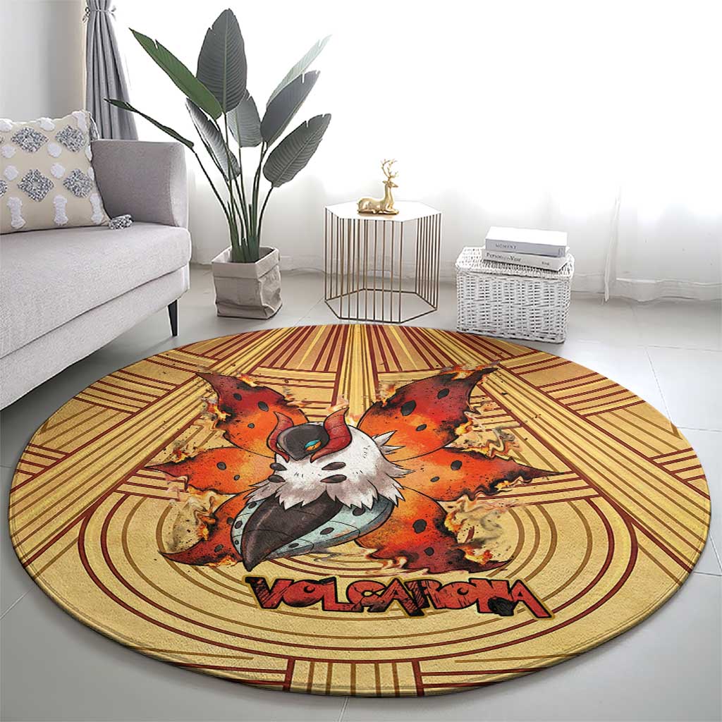 Volcarona Round Carpet Aztec Sun God Tapestry Art