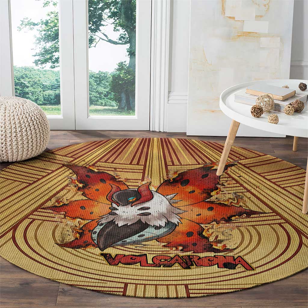 Volcarona Round Carpet Aztec Sun God Tapestry Art