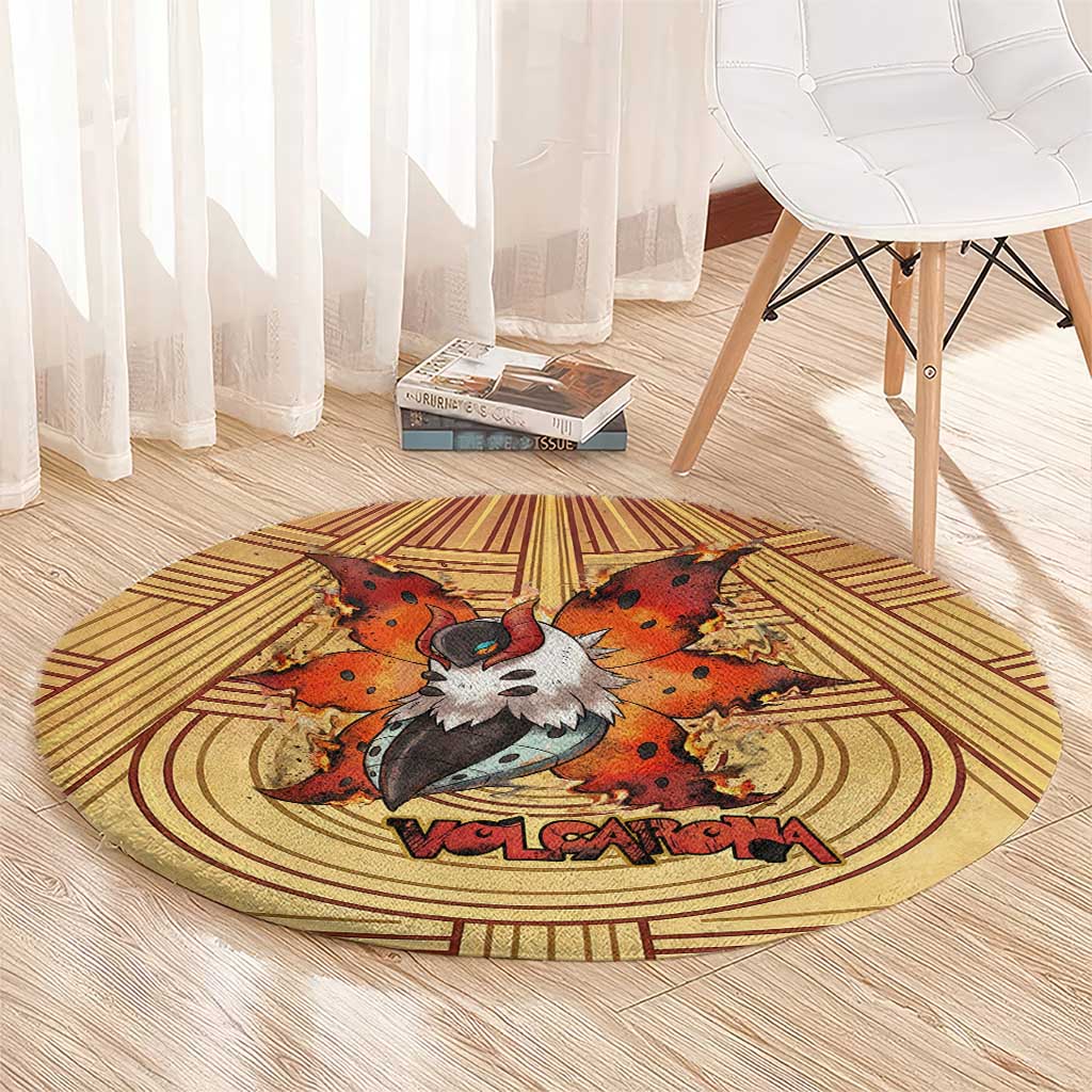 Volcarona Round Carpet Aztec Sun God Tapestry Art