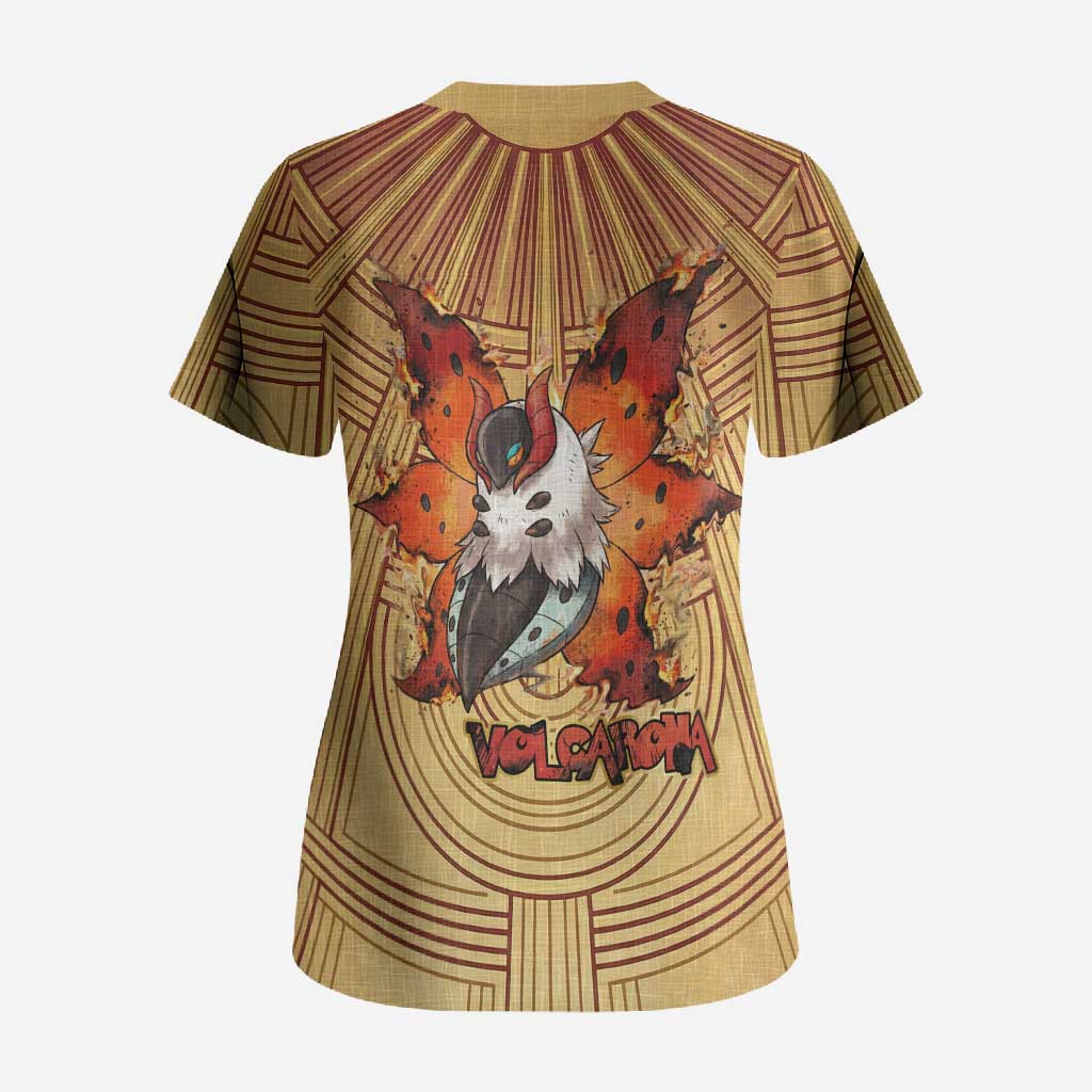 Volcarona Scrub Top Aztec Sun God Tapestry Art