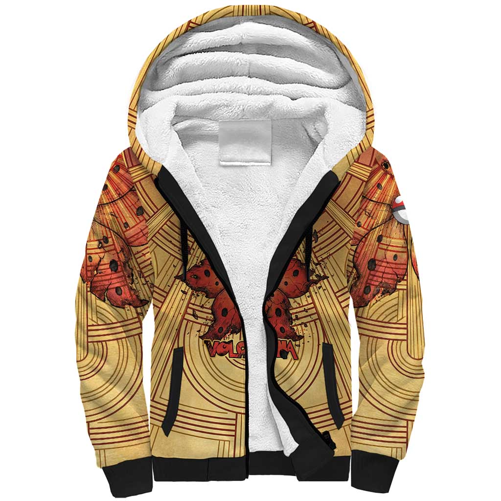 Volcarona Sherpa Hoodie Aztec Sun God Tapestry Art