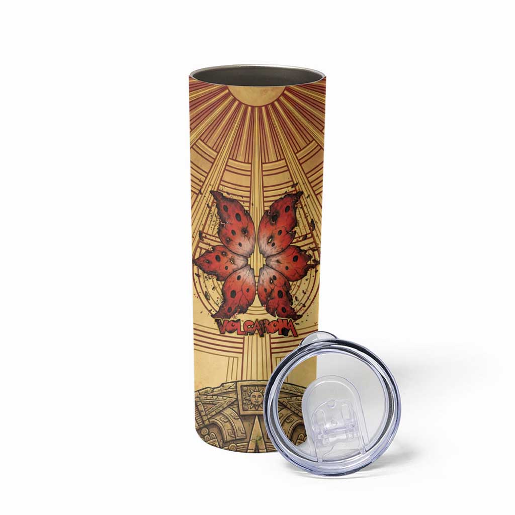 Volcarona Skinny Tumbler Aztec Sun God Tapestry Art