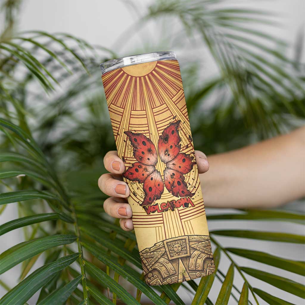 Volcarona Skinny Tumbler Aztec Sun God Tapestry Art