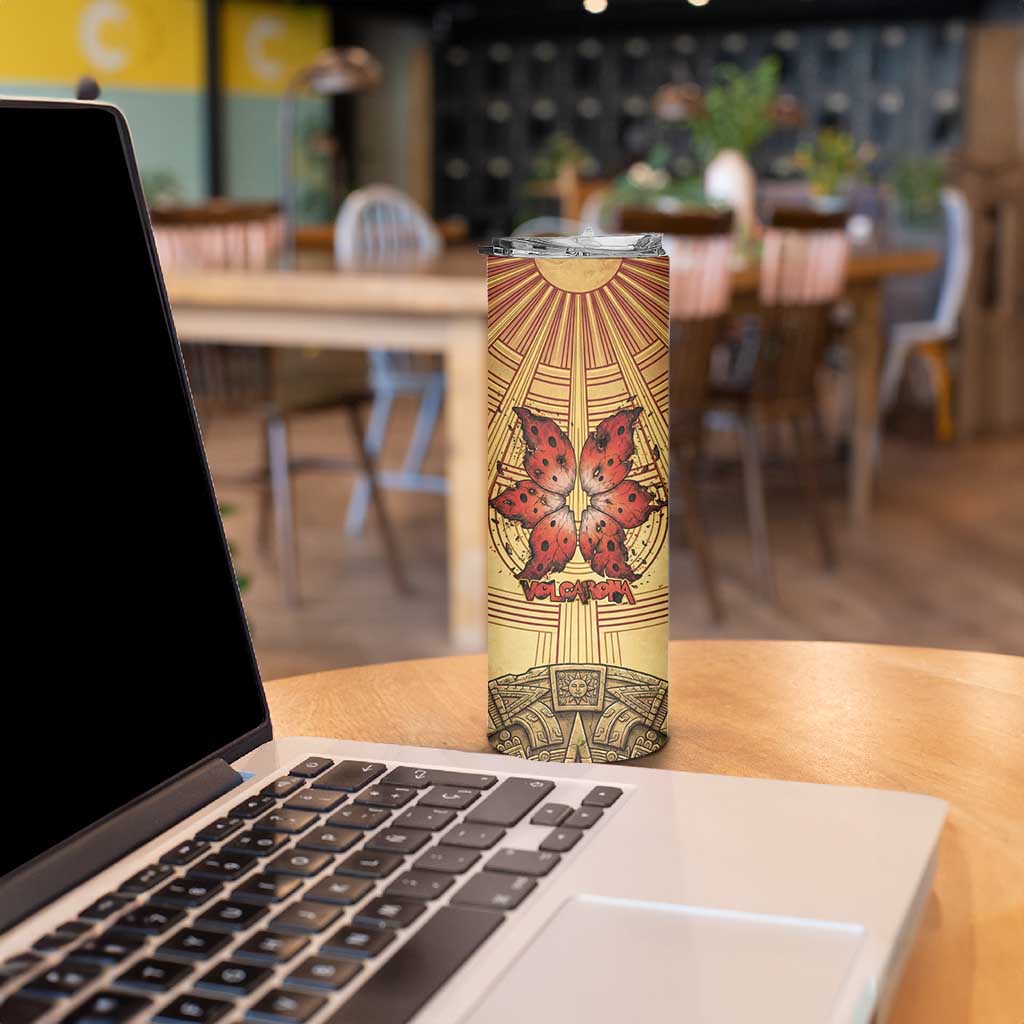 Volcarona Skinny Tumbler Aztec Sun God Tapestry Art