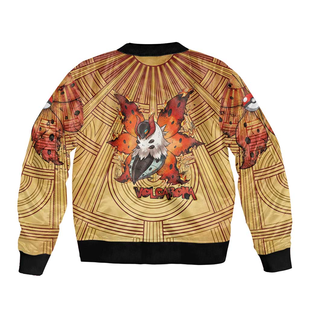 Volcarona Sleeve Zip Bomber Jacket Aztec Sun God Tapestry Art