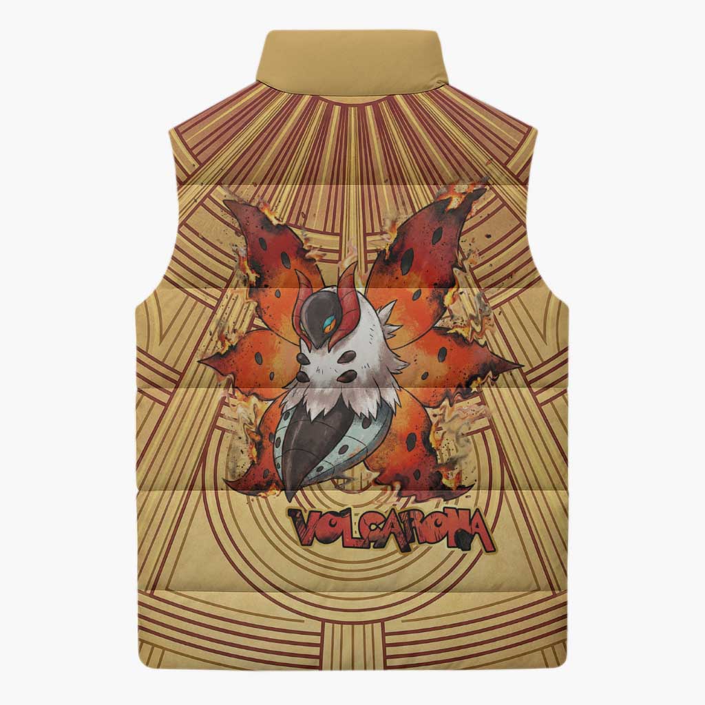 Volcarona Sleeveless Puffer Jacket Aztec Sun God Tapestry Art
