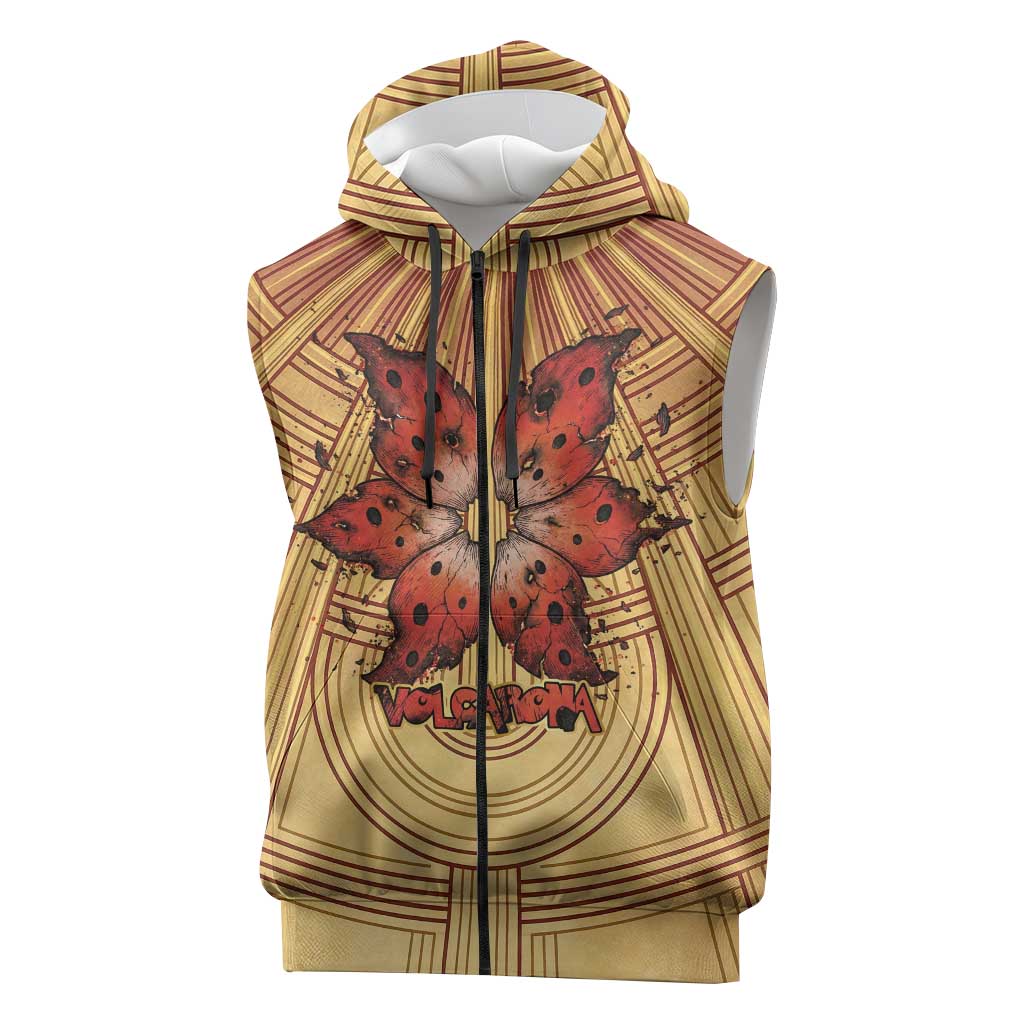 Volcarona Sleeveless Zip Hoodie Aztec Sun God Tapestry Art