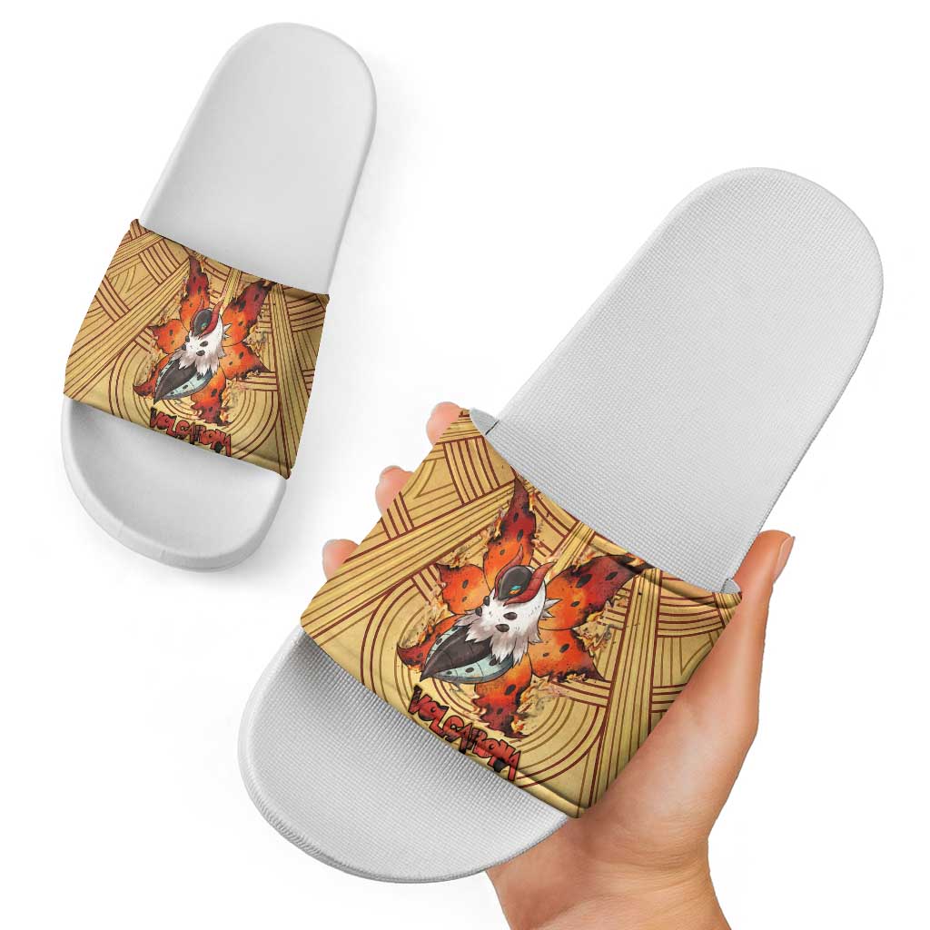 Volcarona Slide Sandals Aztec Sun God Tapestry Art