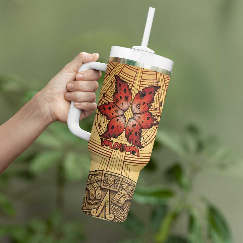 Volcarona Tumbler With Handle Aztec Sun God Tapestry Art