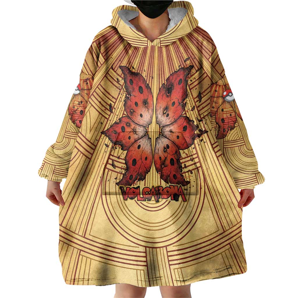 Volcarona Wearable Blanket Hoodie Aztec Sun God Tapestry Art