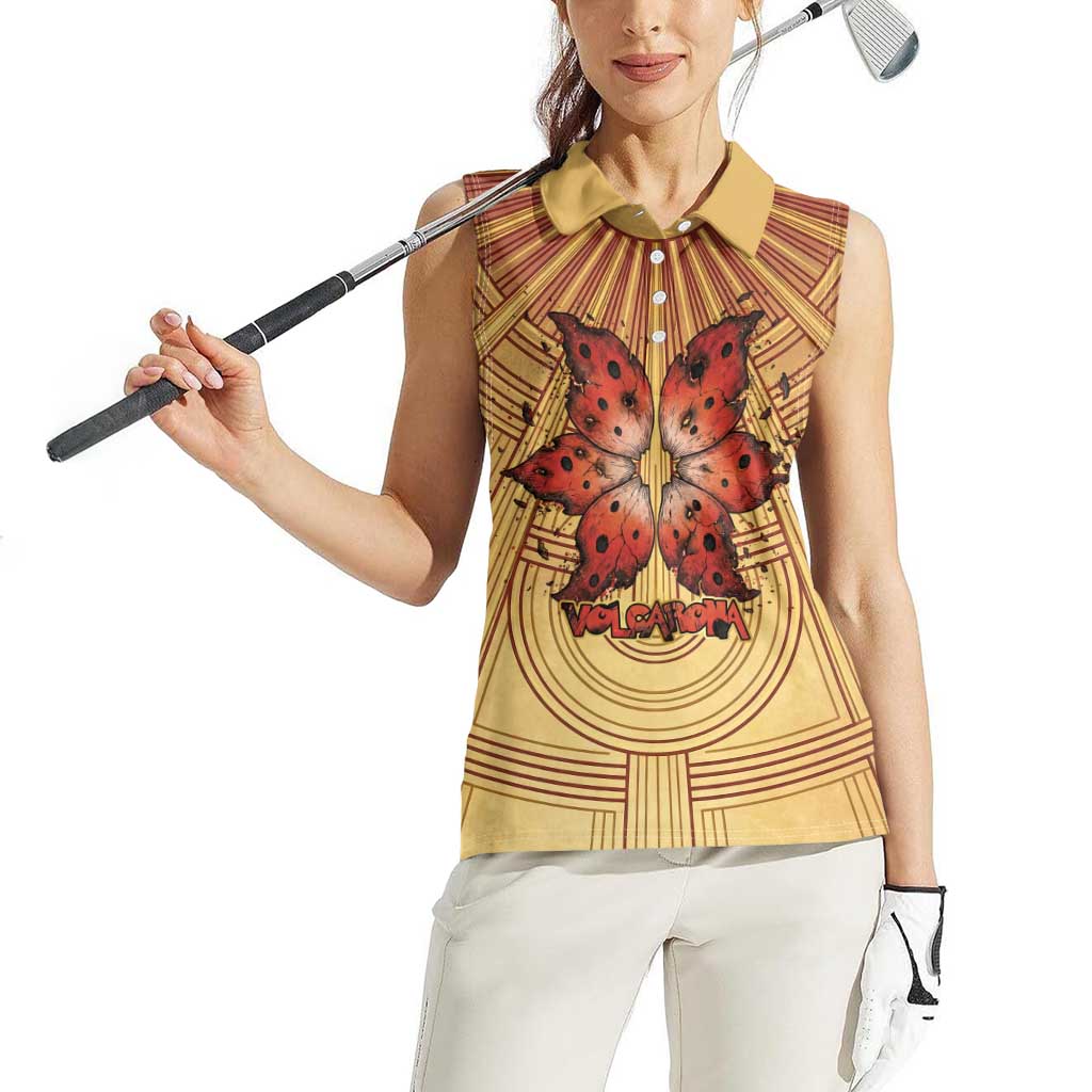 Volcarona Women Sleeveless Polo Shirt Aztec Sun God Tapestry Art