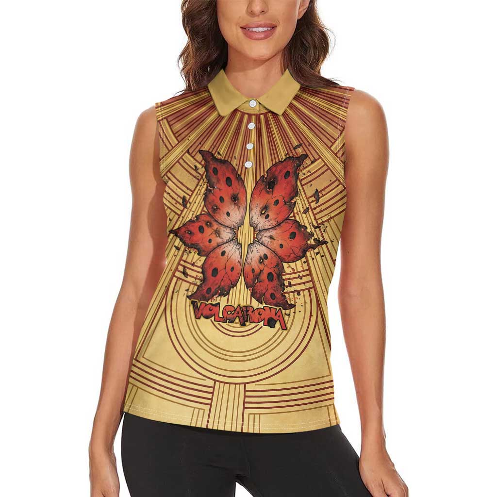 Volcarona Women Sleeveless Polo Shirt Aztec Sun God Tapestry Art