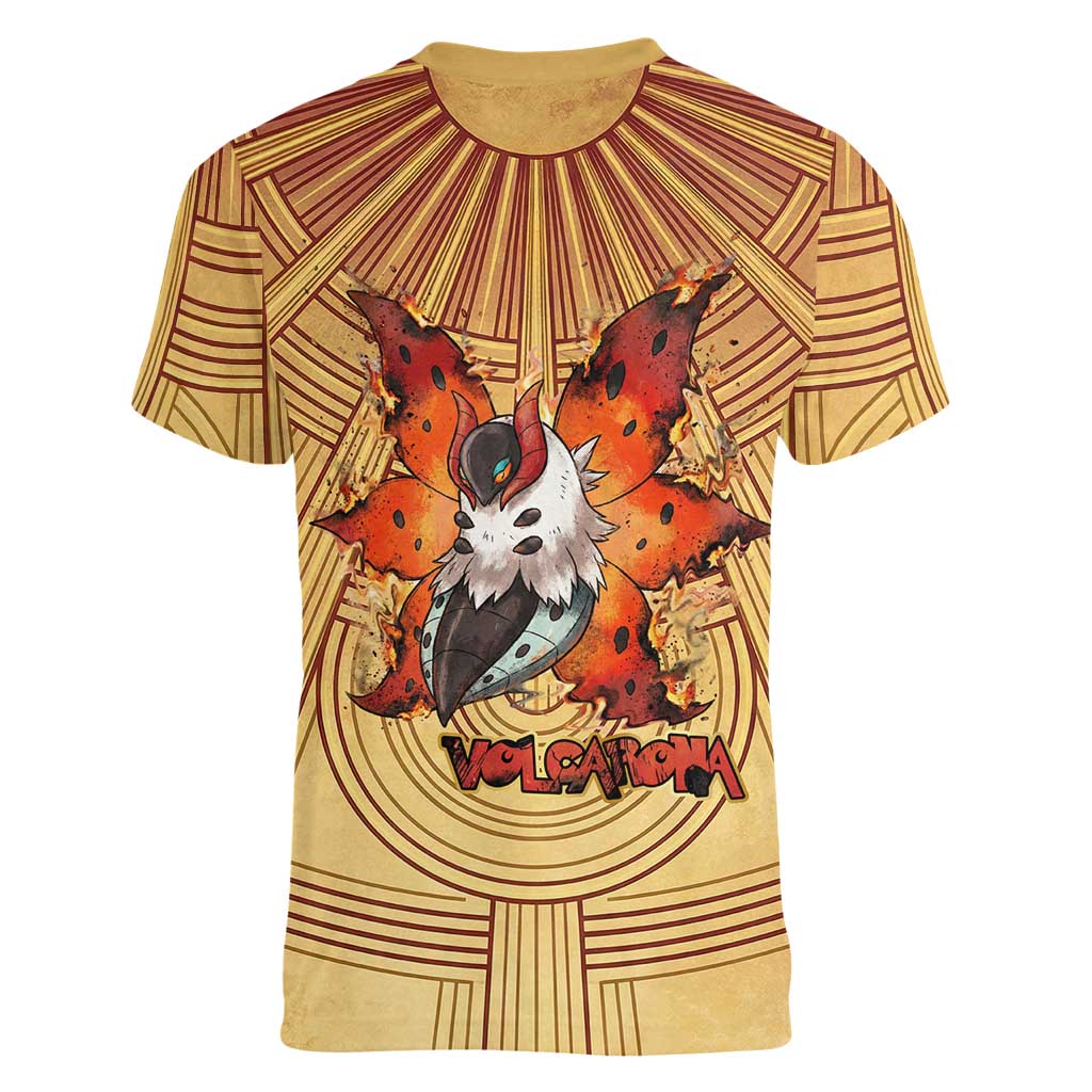Volcarona Women V-Neck T-Shirt Aztec Sun God Tapestry Art